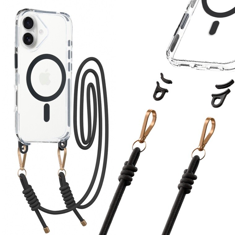 Zadní kryt Tel Protect Strap Clear pro iPhone 17 black