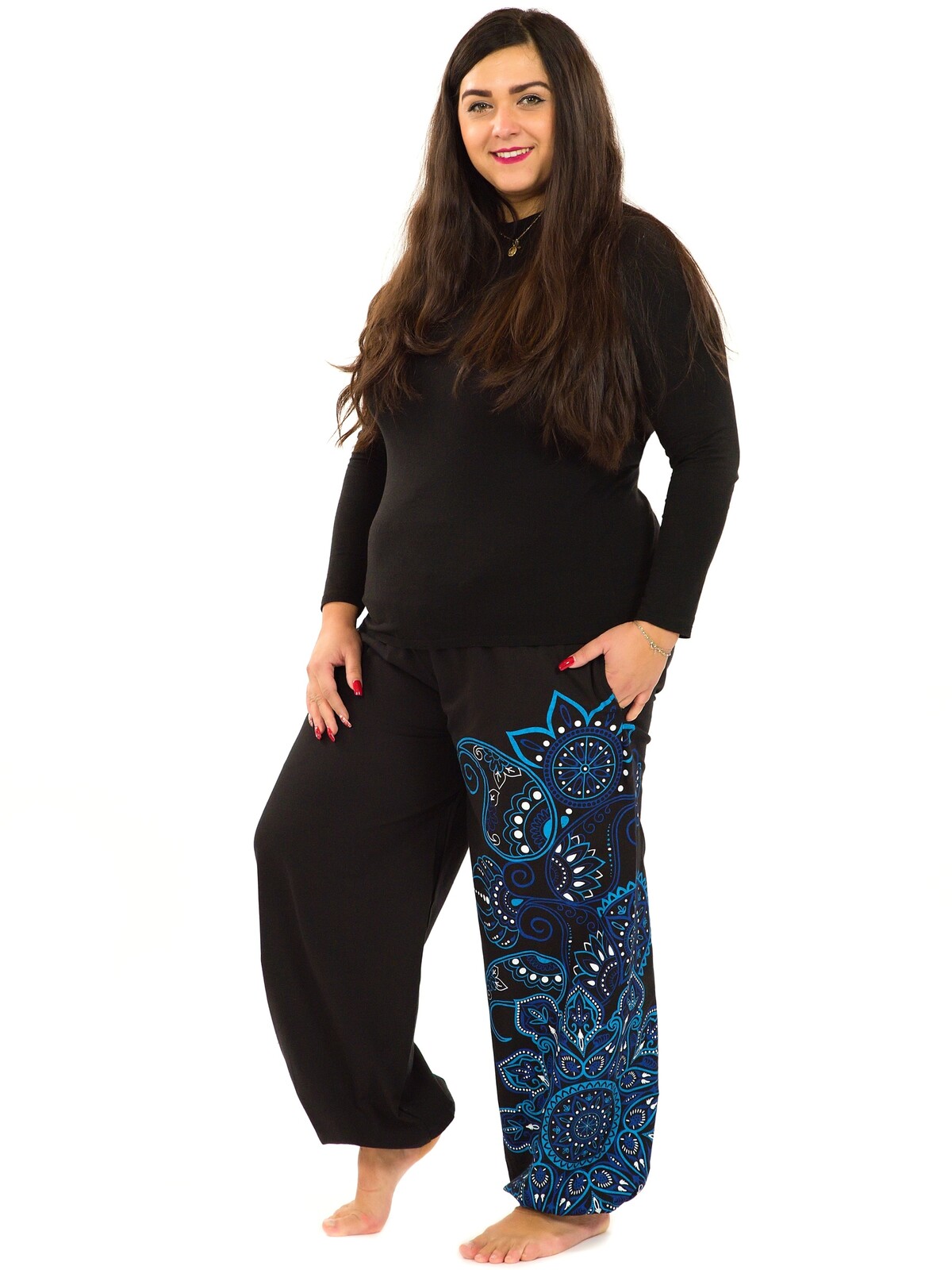 Himalife Kalhoty Thea - černá s modrou Velikost: S/M