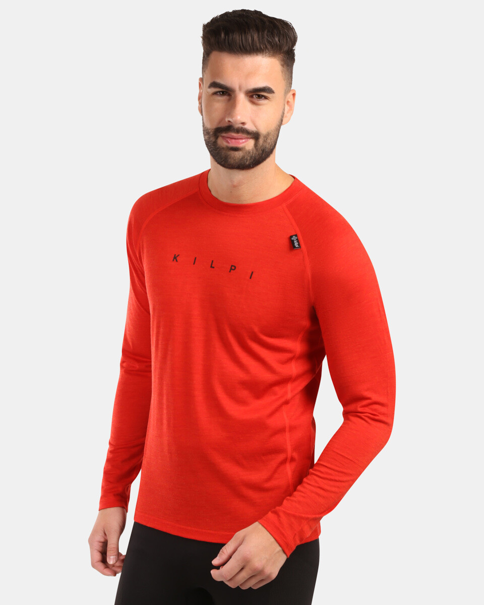 Pánské termo triko z merino wool s dlouhým rukávem kilpi mavora top-m červená 3xl