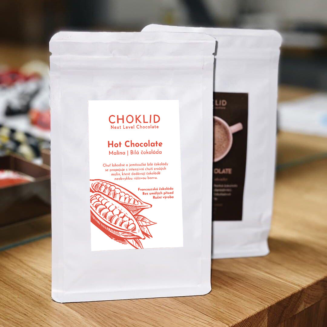 Choklid Horká čokoláda Malina - Bílá 200g