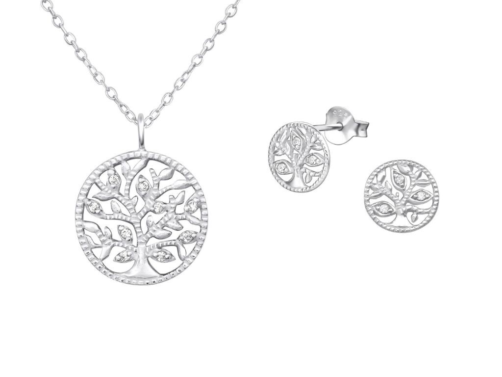 Set Strom života řetízek + náušnice + dárková krabička 2311