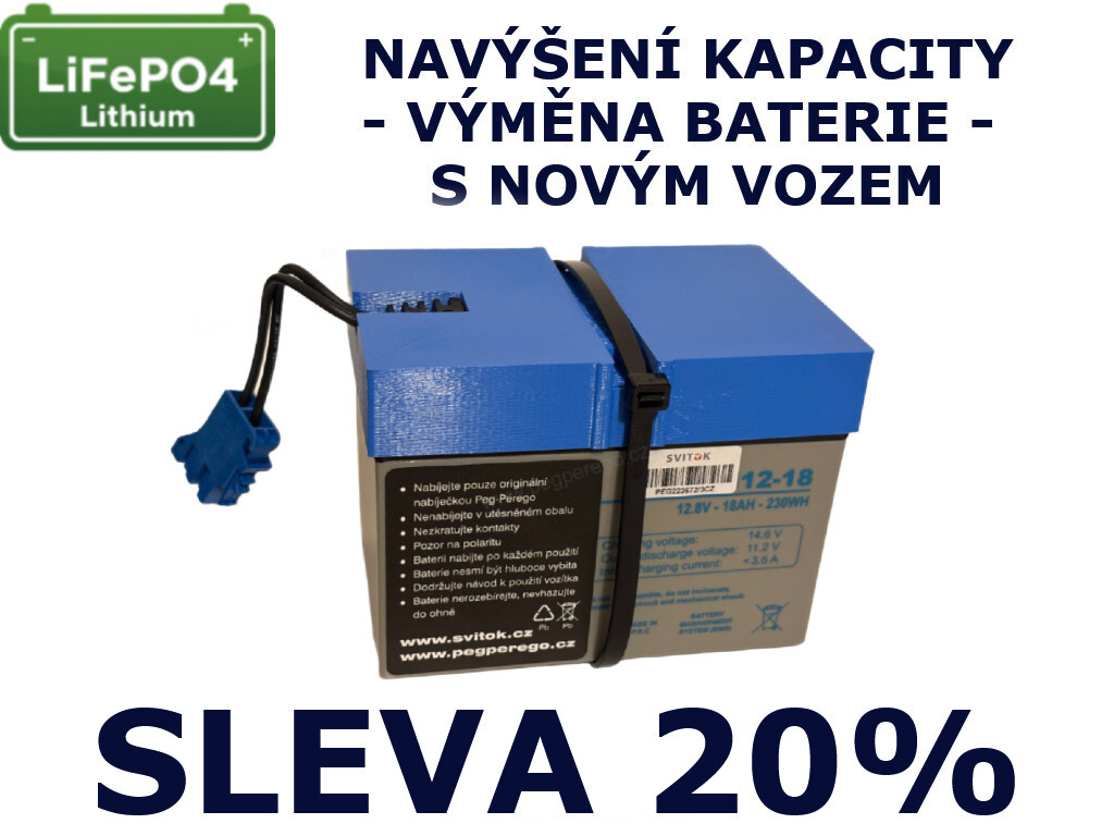 12,9Ah na 18Ah/230Wh, navýšení kapacity 12,8V LiFePO4 baterie