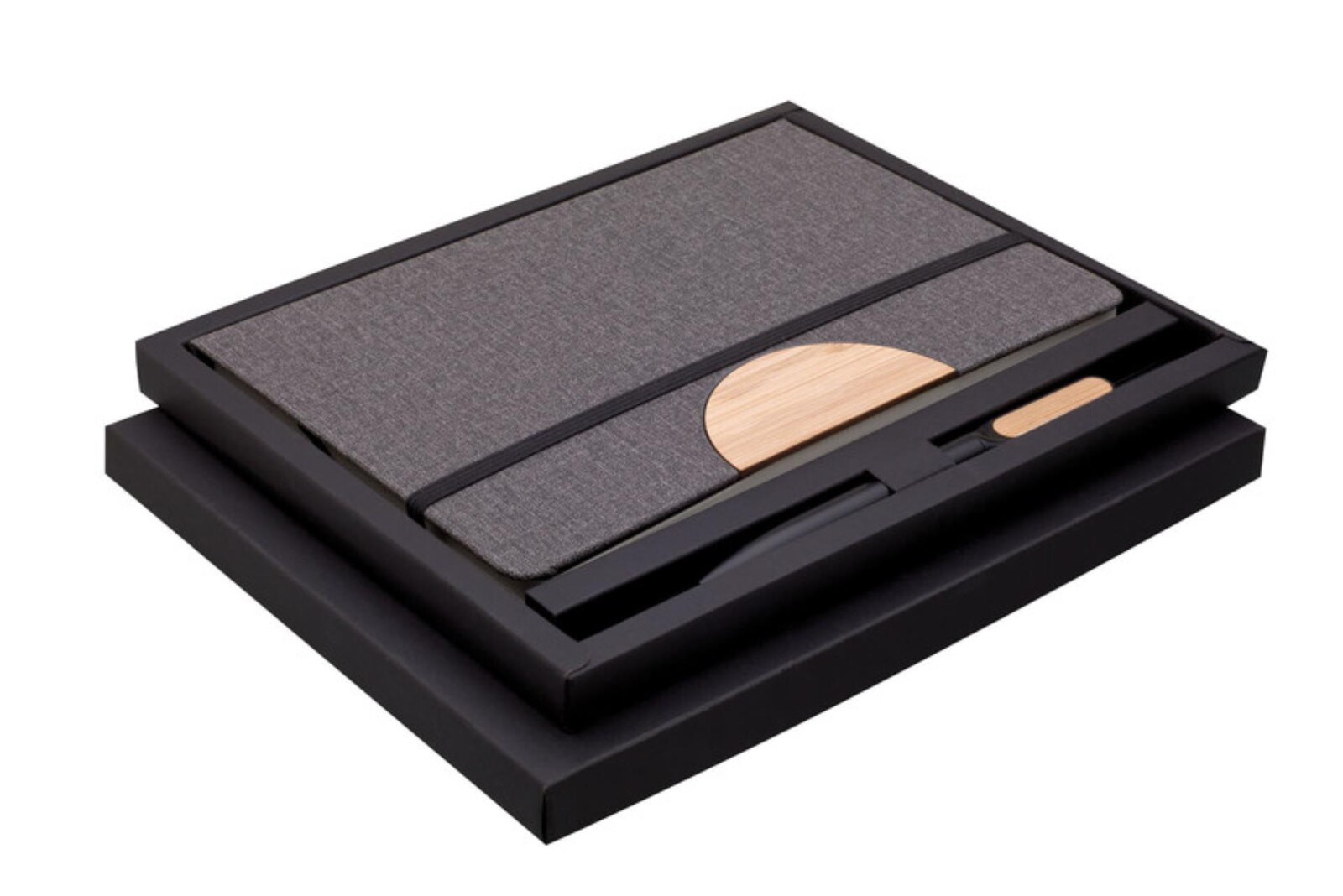 Dárková sada v krabičce, šedý zápisník s propiskou