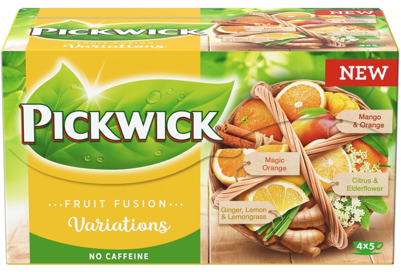 Ovocný čaj Pickwick - variace 4 druhů, žluté, 20x 1,9 g