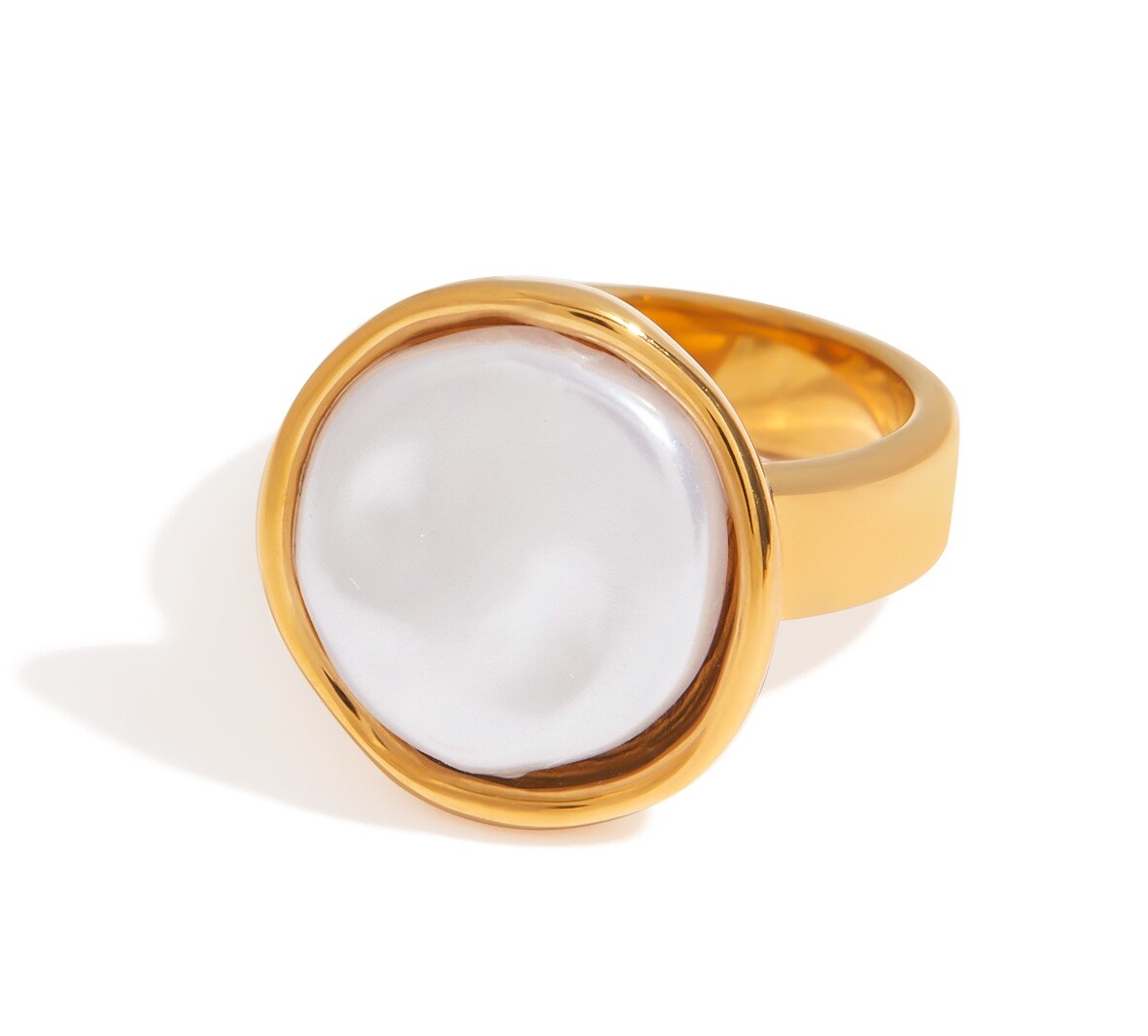 ELENYS Organic Pearl – pozlacený prsten 18K žluté zlato Velikost: 6 (EU: 51-53)