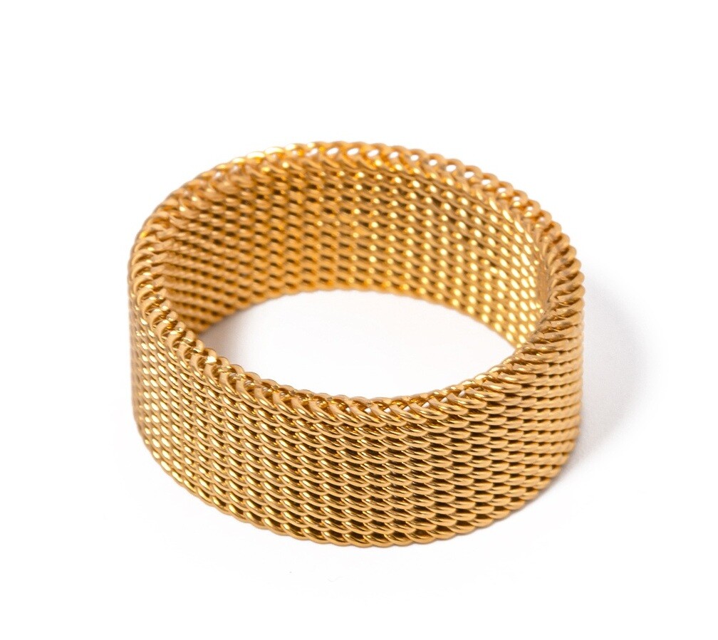 ELENYS Aura Mesh – pozlacený prsten 18K žluté zlato Velikost: 6 (EU: 51-53)