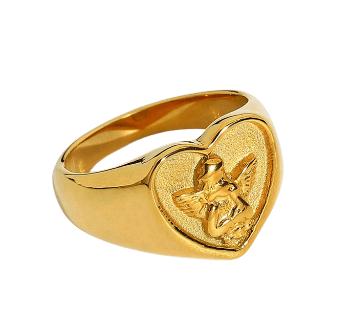 ELENYS Heart Angel – pozlacený prsten 18K žluté zlato Velikost: 6 (EU: 51-53)