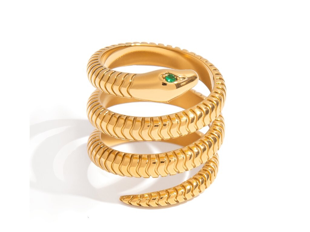 ELENYS Serpenta – pozlacený prsten 18K žluté zlato Velikost: 7 (EU: 54-56)
