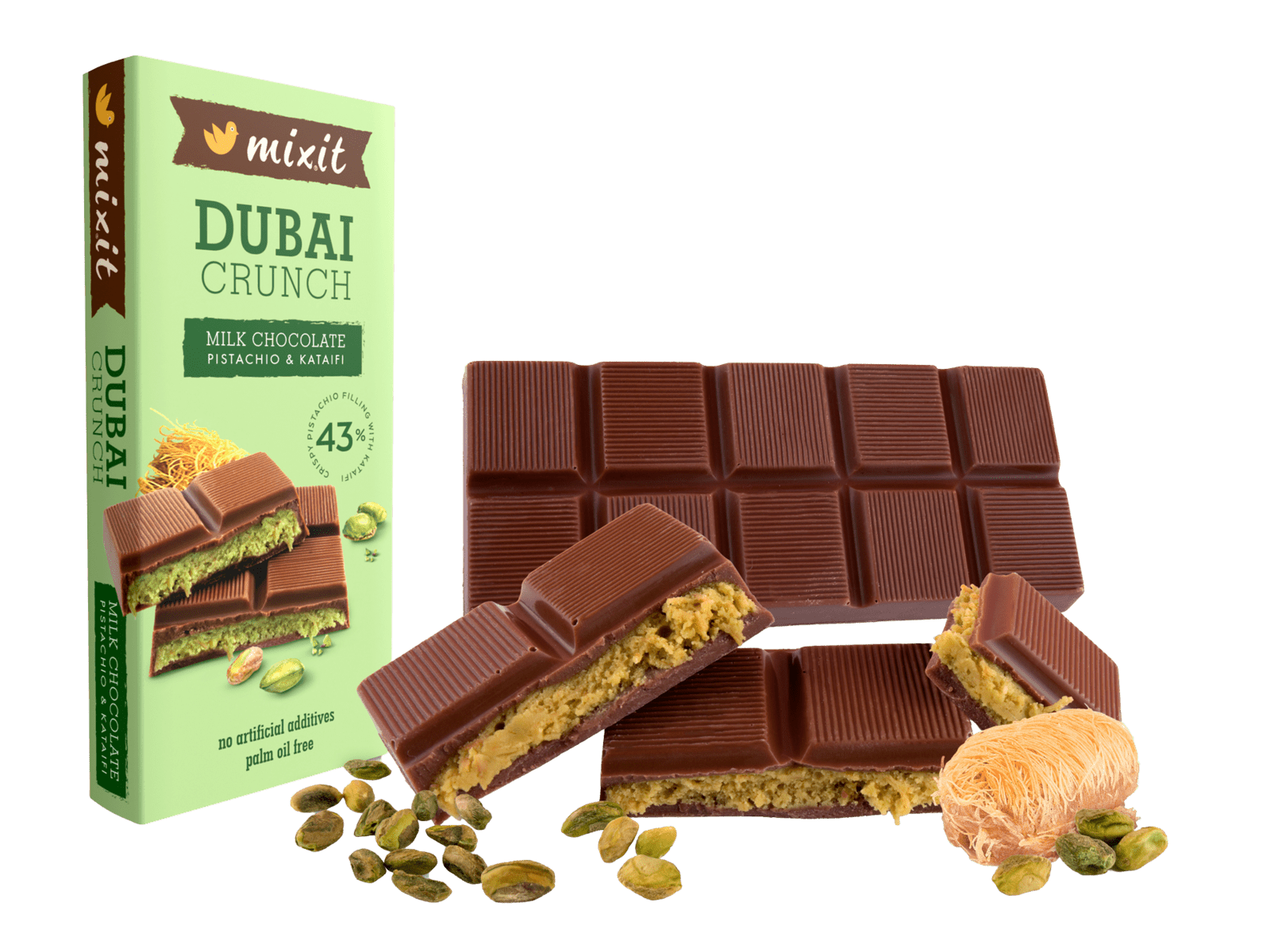 MIXIT Dubajská čokoláda s pistáciovou náplní 70 g