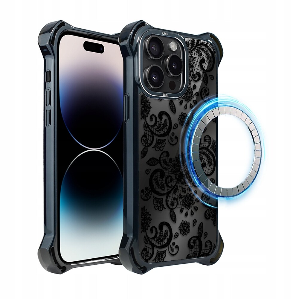 Pouzdro pro iPhone 14 Pro Ibizu DropGuard Ultra s MagSafe, krajková černá barva