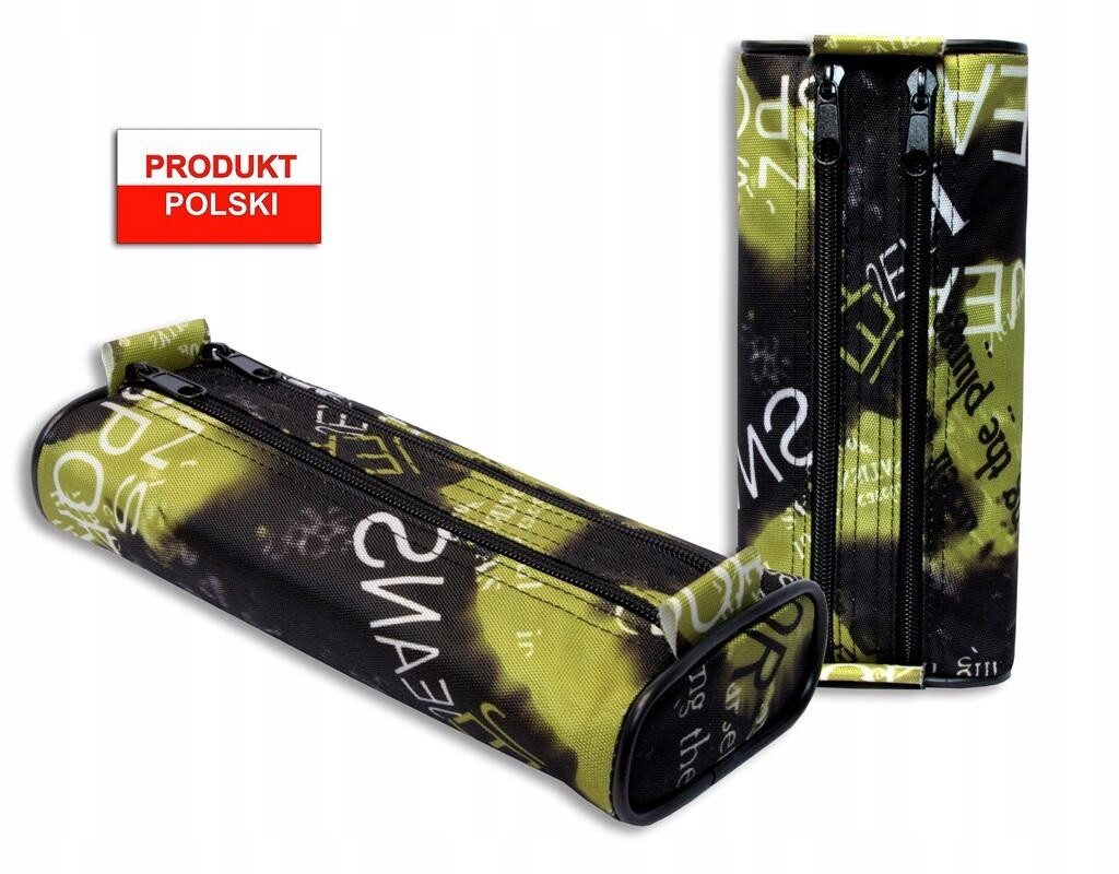 Školní potřeby Penál na zip Černo-zelený obdélníkový pro Dítě