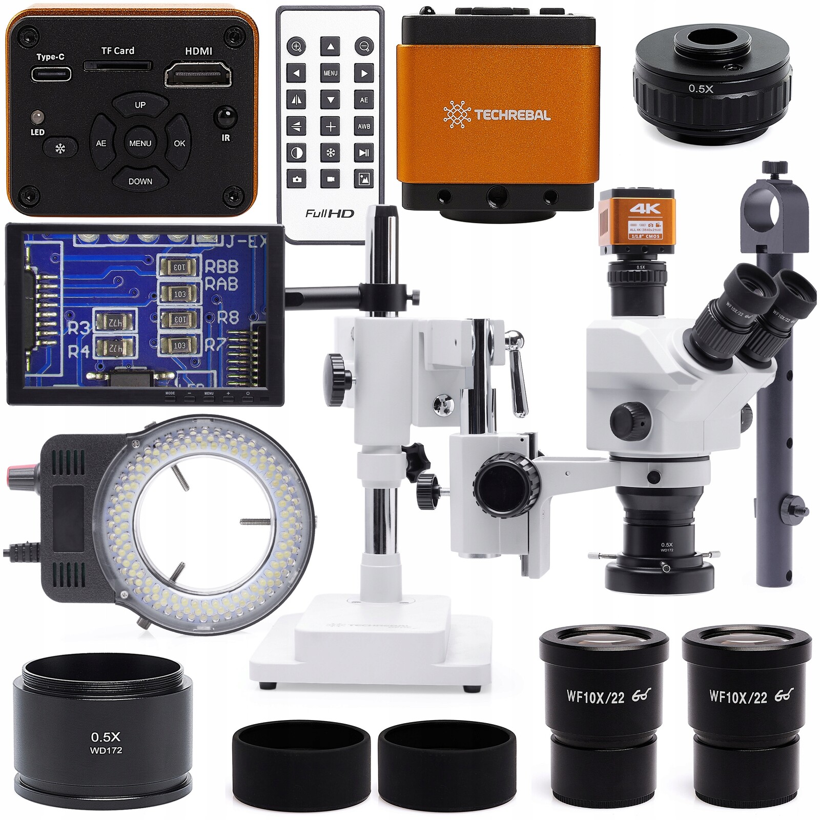 Optický Stereoskopický Mikroskop 10HW Pro 7-60x Kamera Monitor 8