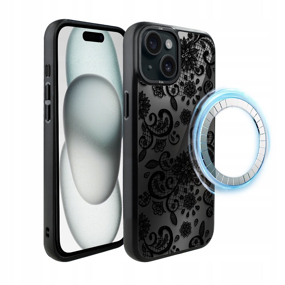 Pouzdro pro iPhone 15 Ibizu DropGuard Matt s MagSafe, krajková černá barva
