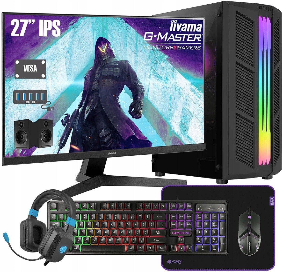 Počítač Ryzen 7 5700x Rtx 5060 32GB Ssd 512GB Windows11 Monitor 27