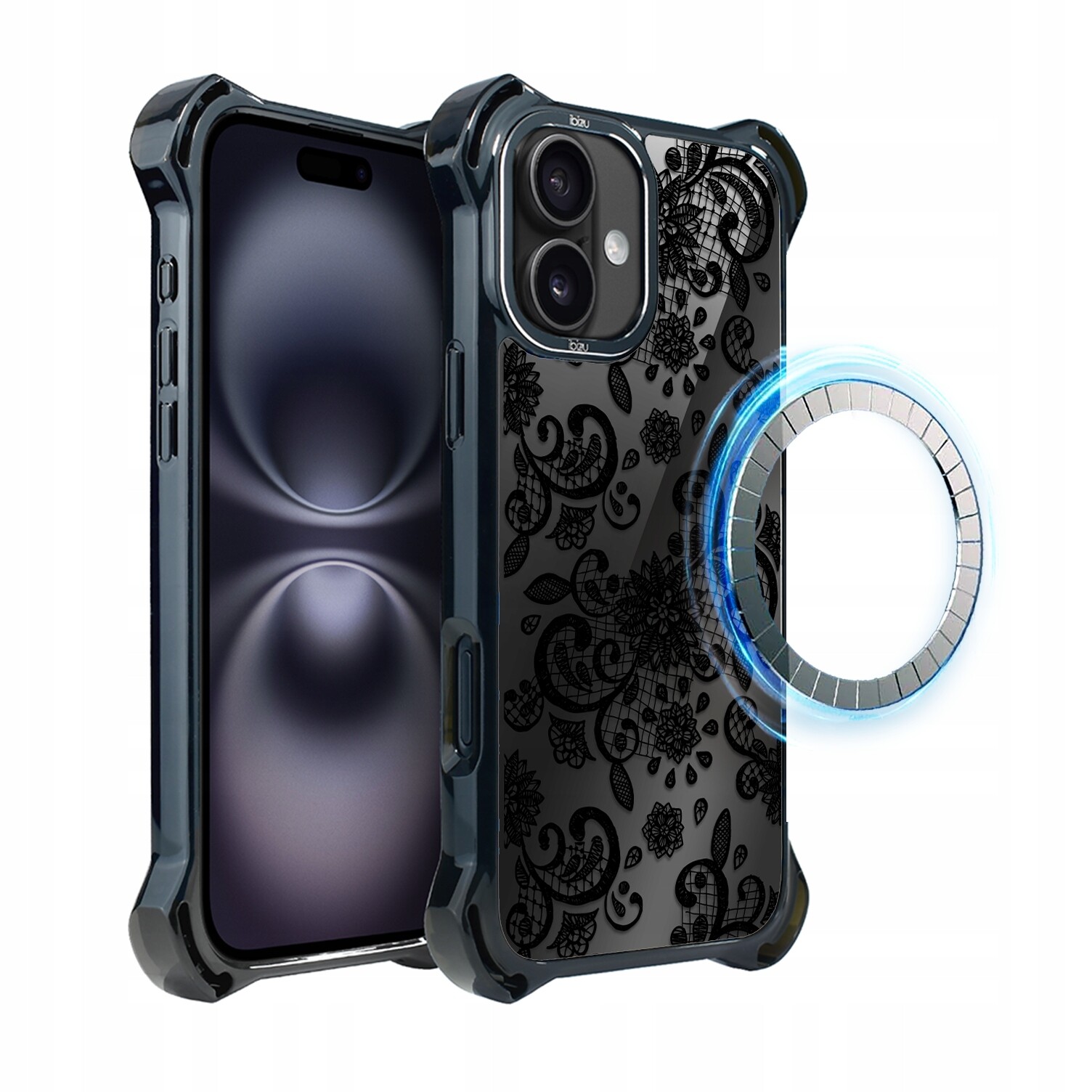 Pouzdro pro iPhone 16 Ibizu DropGuard Ultra s MagSafe, krajková černá barva