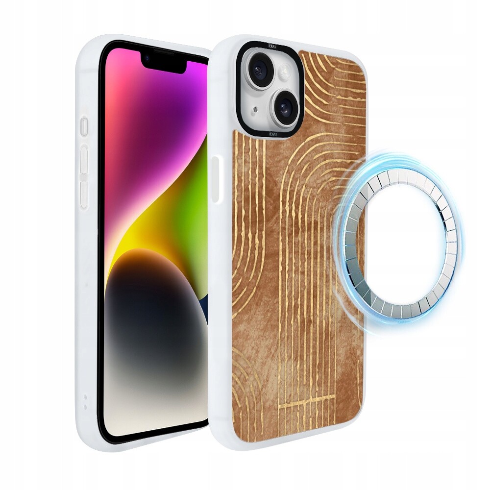 Pouzdro pro iPhone 14 Ibizu DropGuard Matt s MagSafe, geometrické linie