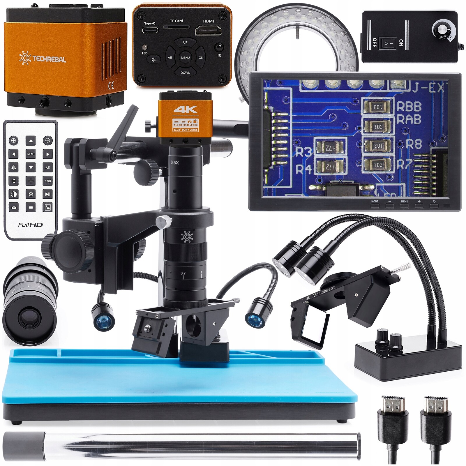 Digitální Mikroskop 10A S Modulem 3D Kamera 4K Obrazovka 10