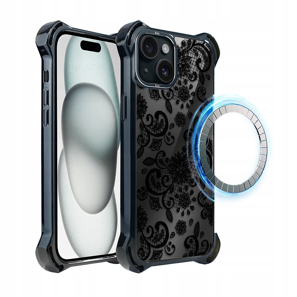 Pouzdro pro iPhone 15 Ibizu DropGuard Ultra s MagSafe, krajková černá barva