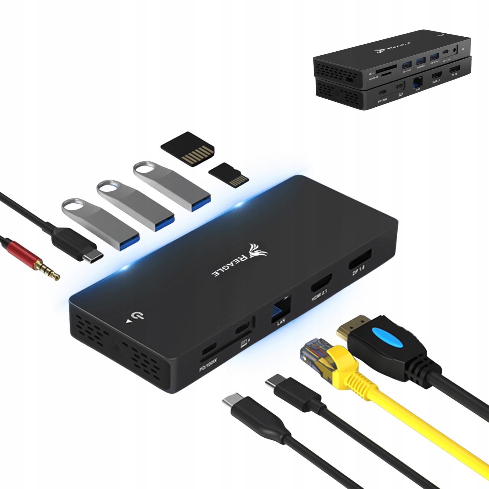 Usb-c Hub 12v1 Hdmi 2.1 Dp 1.6 8K 4K DisplayPort Mst Dokovací Stanice 100W