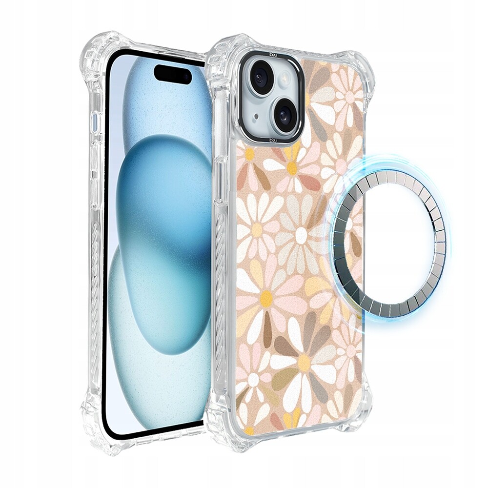 Pouzdro pro iPhone 15 Plus Ibizu DropGuard Ultra s MagSafe, Vintage květy