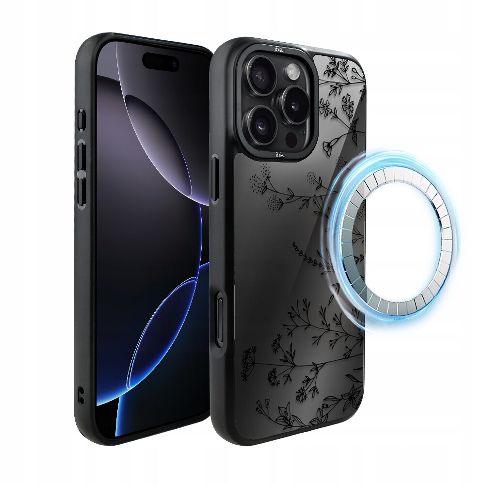 Pouzdro pro iPhone 16 Pro Max Ibizu DropGuard Matt s MagSafe, dotyk květin