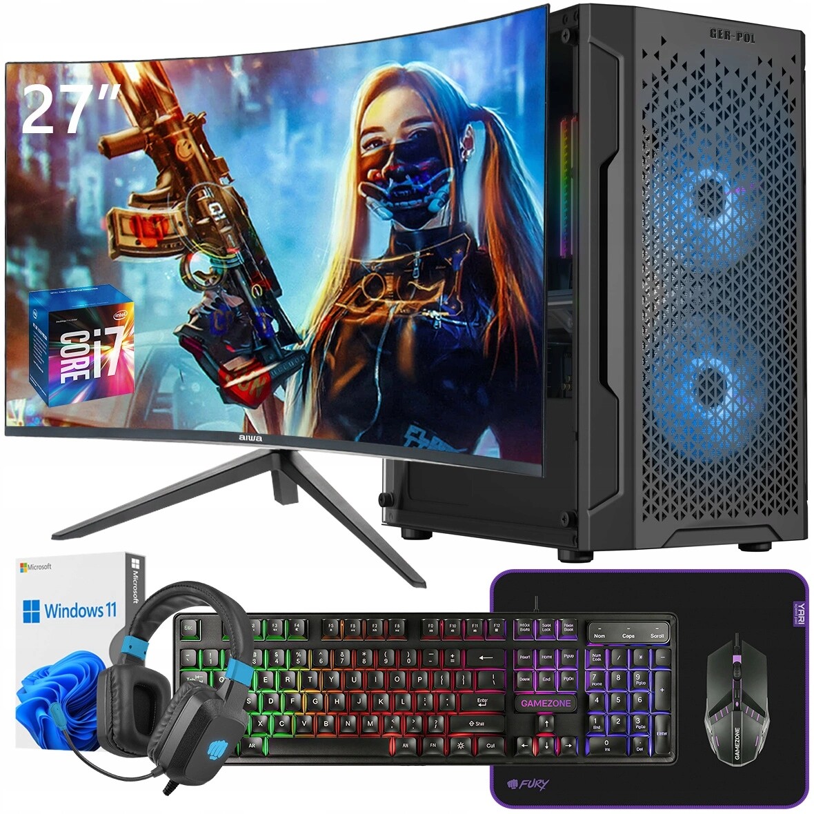Počítačová sada Core i7 32GB Ram 1TB Ssd Windows 11 WiFi Monitor 27