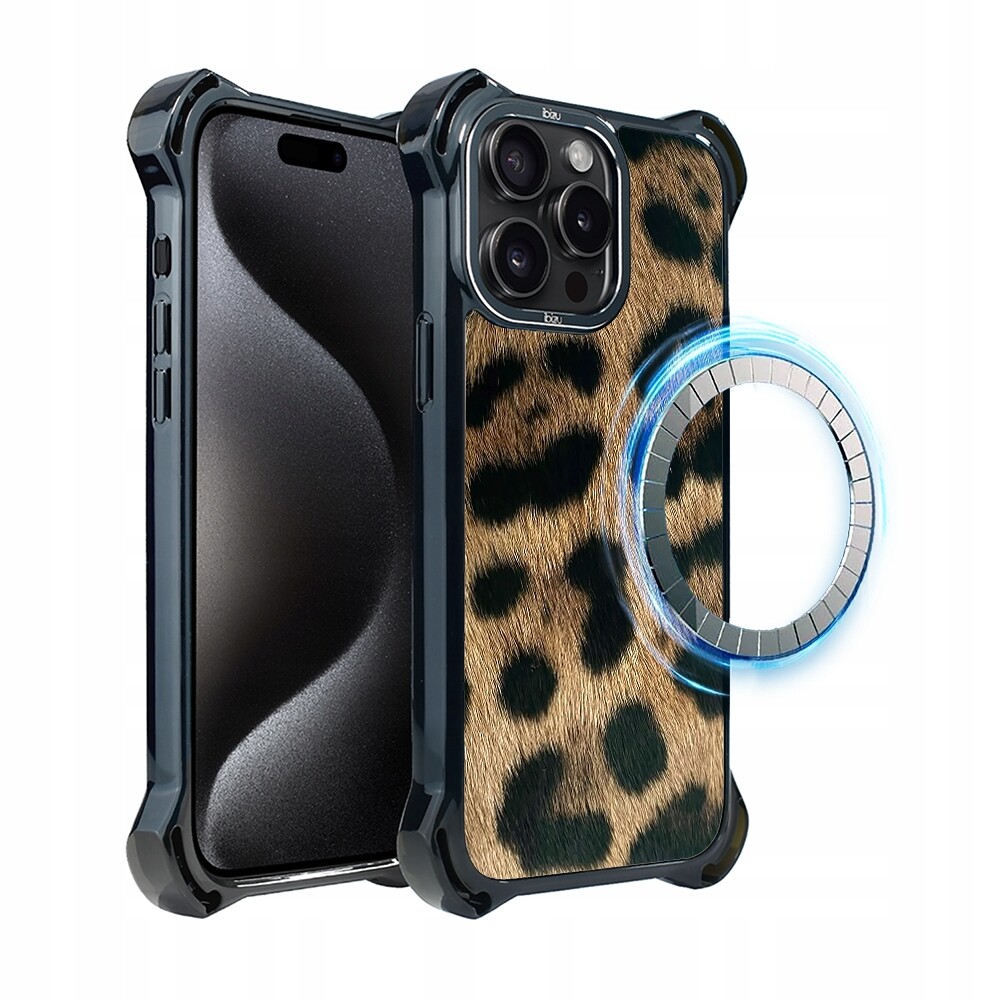 Pouzdro Ibizu DropGuard Ultra pro iPhone 15 Pro s MagSafe, leopardí