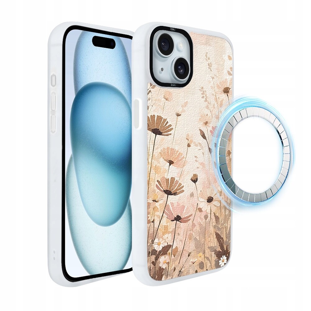 Pouzdro na iPhone 15 Plus Ibizu DropGuard Matt s MagSafe, Květinová louka