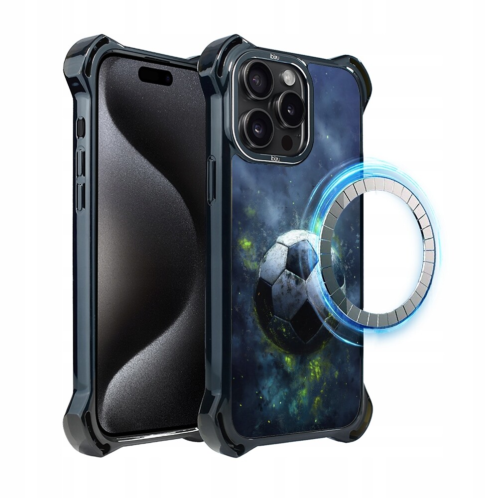 Pouzdro pro iPhone 15 Pro Max Ibizu DropGuard Ultra s MagSafe, Fotbal