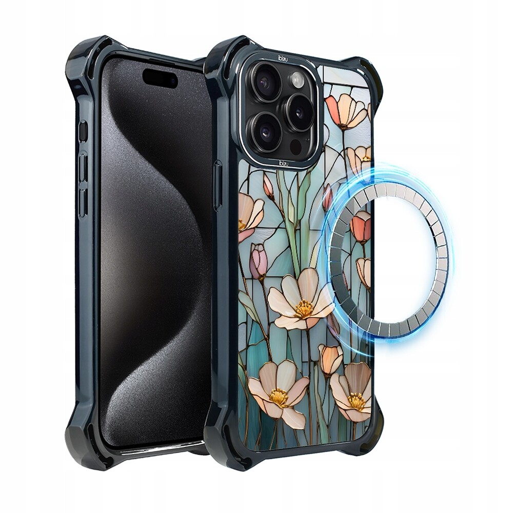 Pouzdro pro iPhone 15 Pro Ibizu DropGuard Ultra s MagSafe, Šepot květin