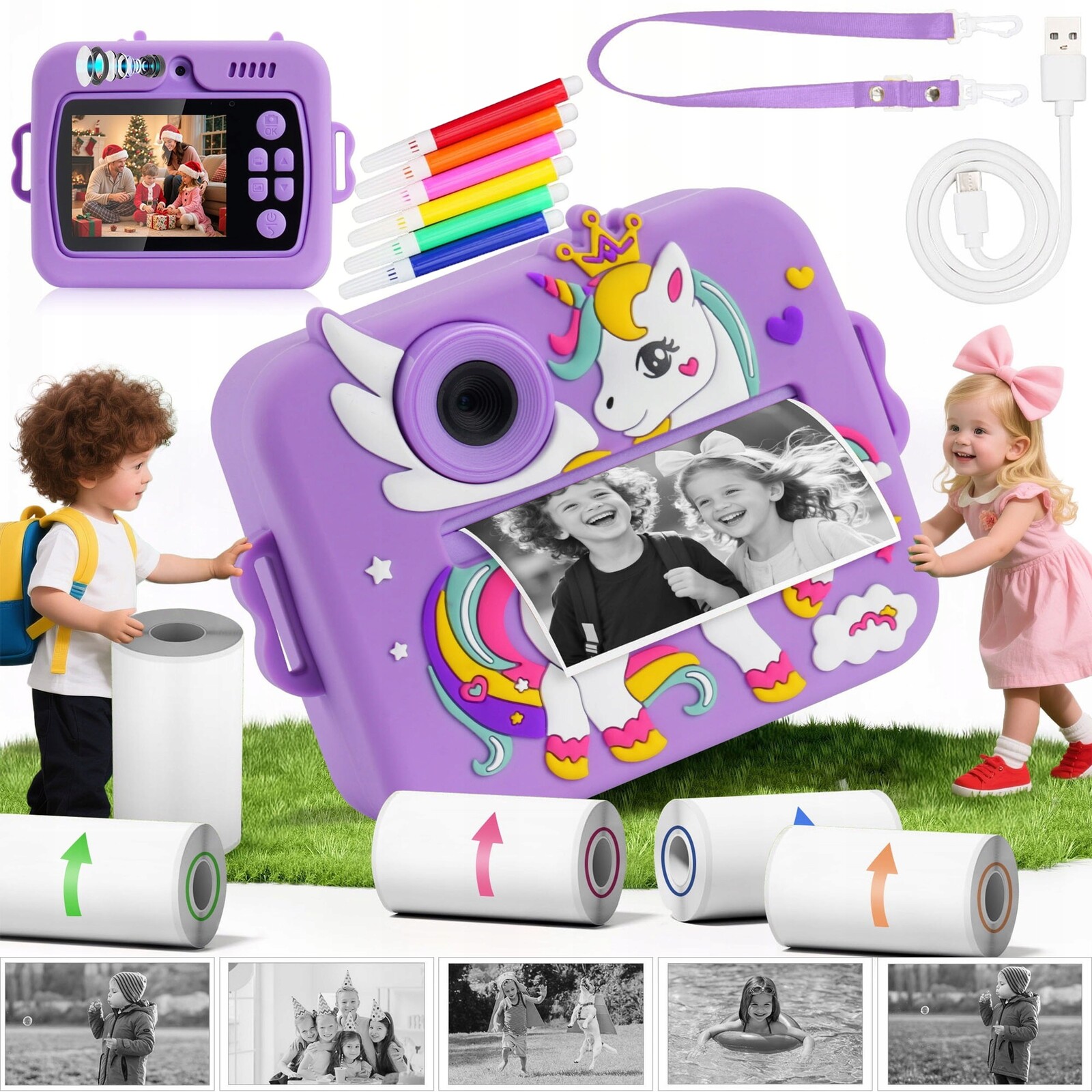 Instantní Fotoaparát Pro Děti Termální Tiskárna Jednorožec 2 Kamery Pro Děti