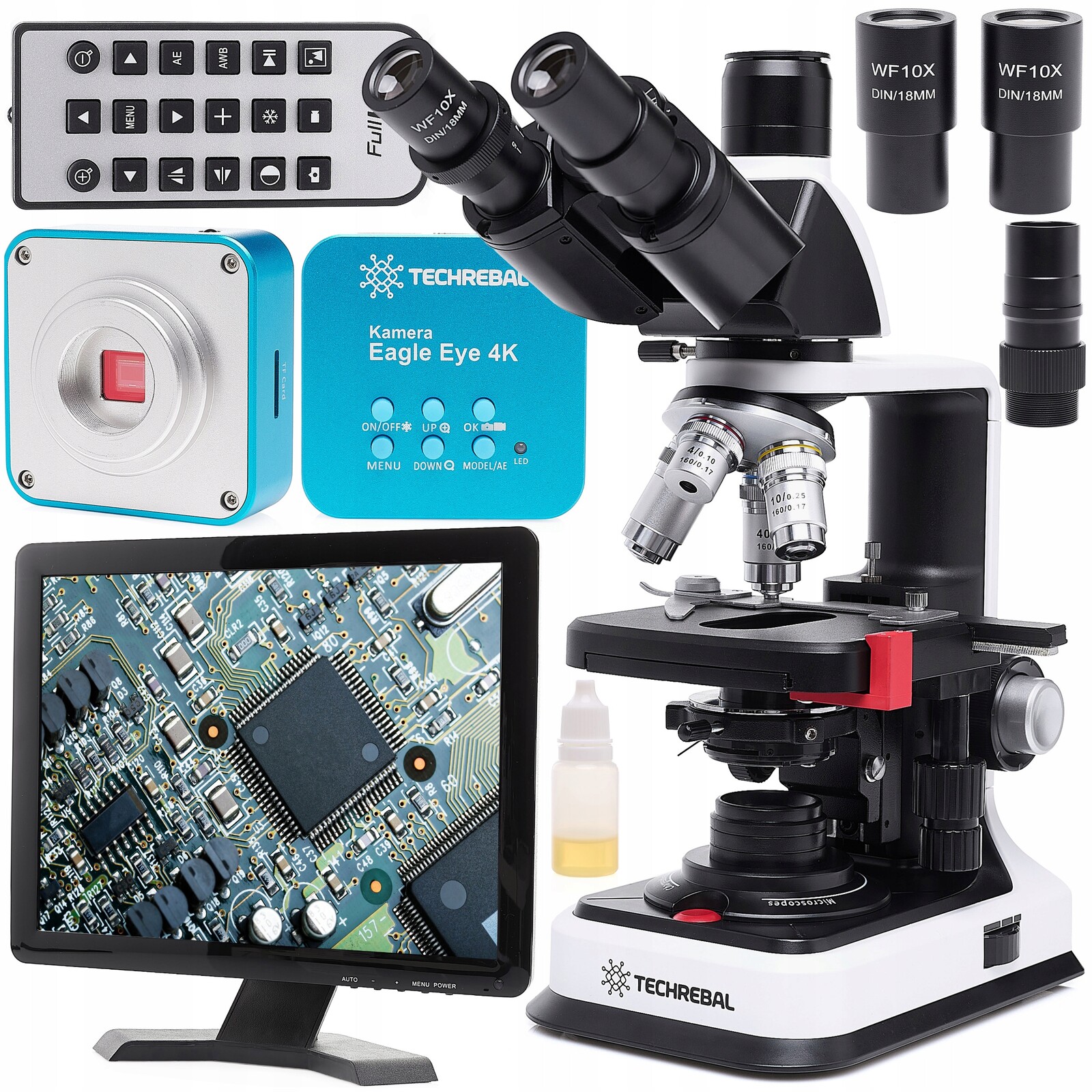 Biologický Optický Mikroskop 1000x Kamera 4K Displej 10