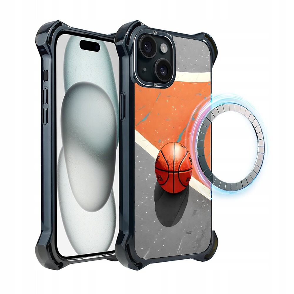 Pouzdro iPhone 15 Plus Ibizu DropGuard Ultra s MagSafe, Basketbal