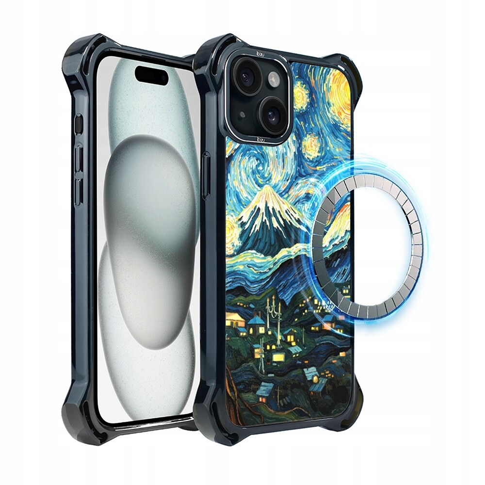 Pouzdro iPhone 15 Ibizu DropGuard Ultra s MagSafe, Van Gogh, hvězdná noc