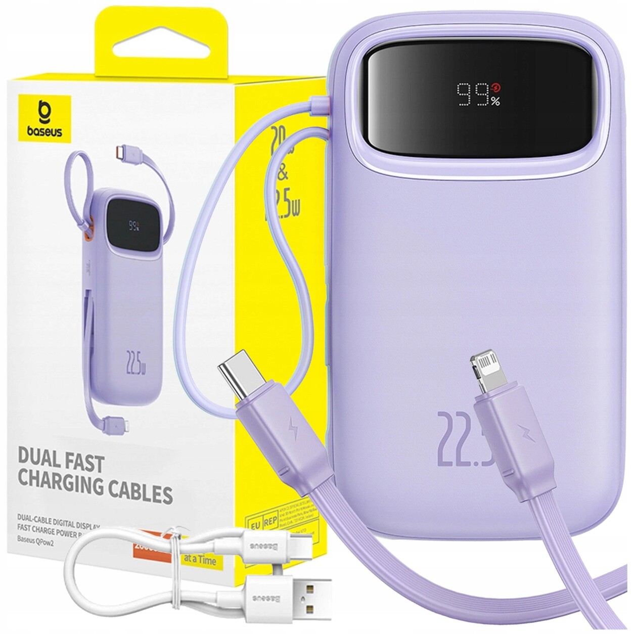 Baseus Rychlá Powerbanka Usb-c 20000 mAh 22,5W Pd Qc Kabely Usb-c Lightning