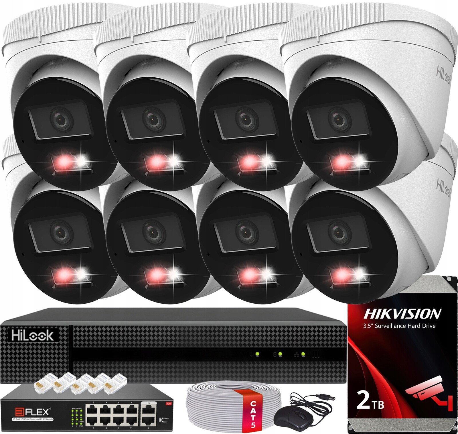 Sada Monitorování 6MPx 3K+ Hilook By Hikvision 8 Kamer IPC-T260HA-LU PoE
