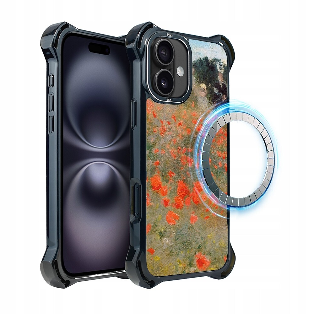 Pouzdro iPhone 16 Plus Ibizu DropGuard Ultra s MagSafe, pole máků