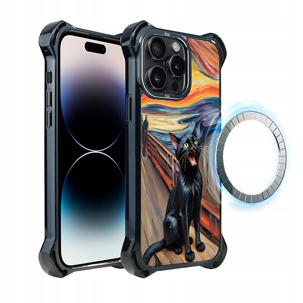 Pouzdro pro iPhone 14 Pro Max Ibizu DropGuard Ultra s MagSafe, kočičí křik