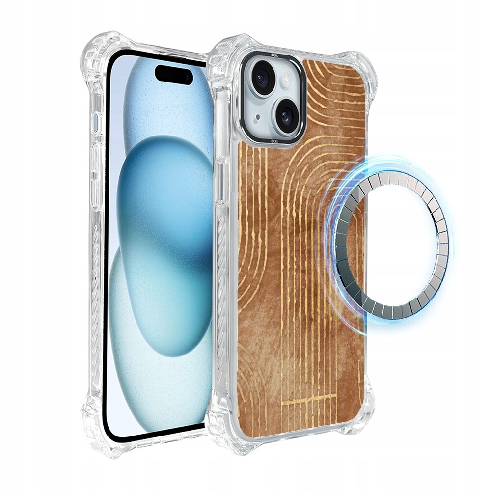 Pouzdro pro iPhone 15 Plus Ibizu DropGuard Ultra s MagSafe, geometrické linie