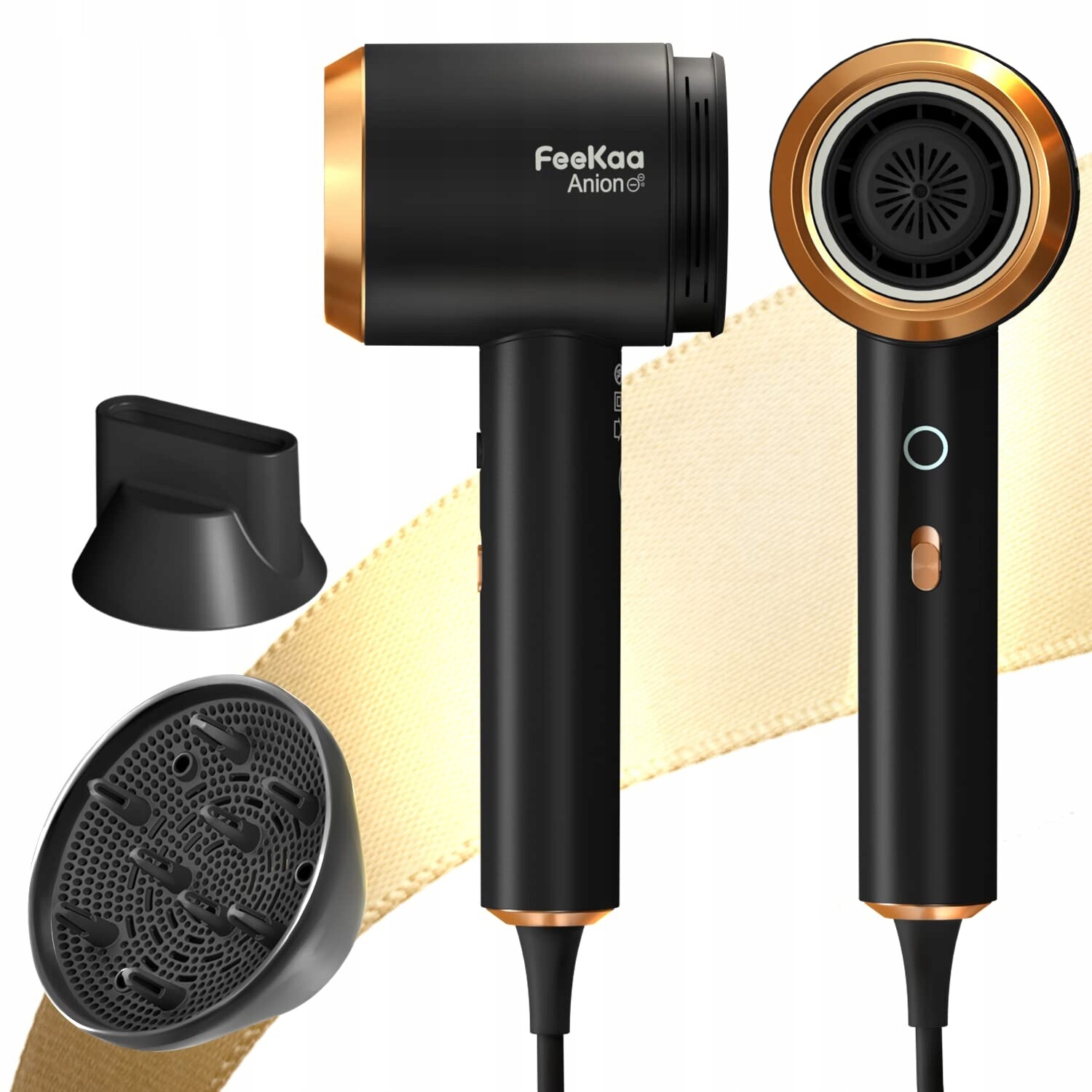 Vysoušeč vlasů Feekaa 100 milionů záporných iontů difuzér s otočnou tryskou