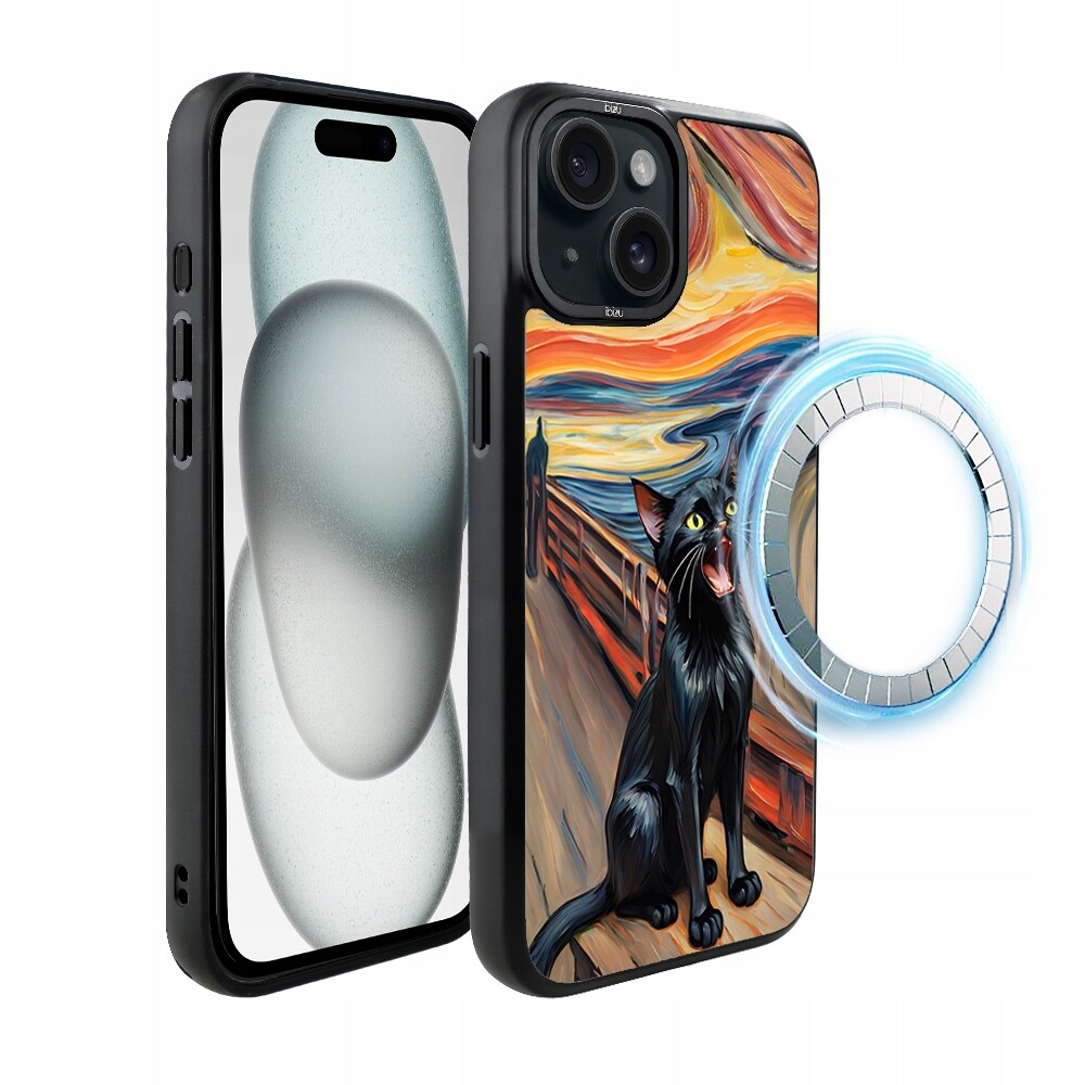 Pouzdro pro iPhone 15 Plus Ibizu DropGuard Matt s MagSafe, kočičí křik