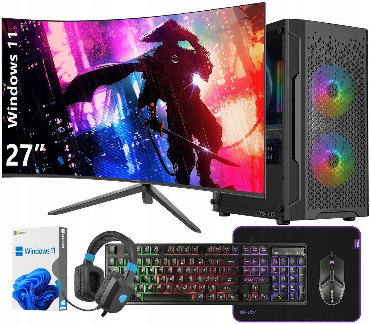 Počítač Ryzen 9 5900X Rx 7600 32GB 1TB Ssd Windows 11 Monitor 27