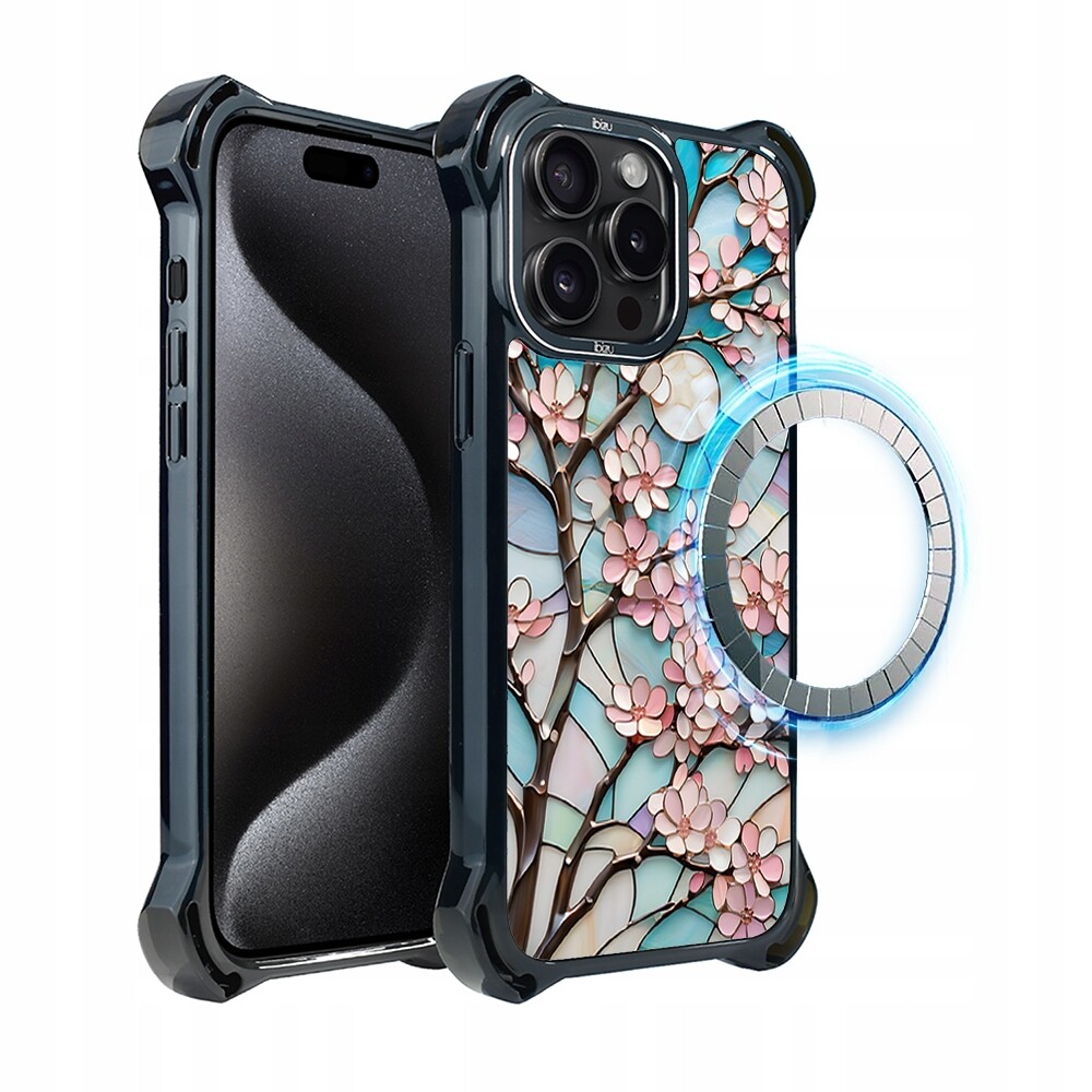 Pouzdro pro iPhone 15 Pro Ibizu DropGuard Ultra s MagSafe, Měsíční Višeň