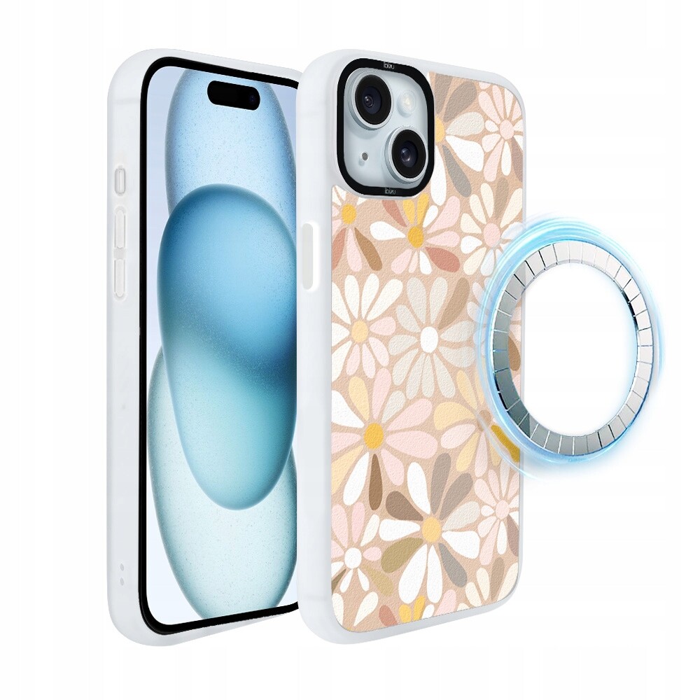 Matný Pouzdro Ibizu DropGuard pro iPhone 15 Plus s MagSafe, vintage květiny