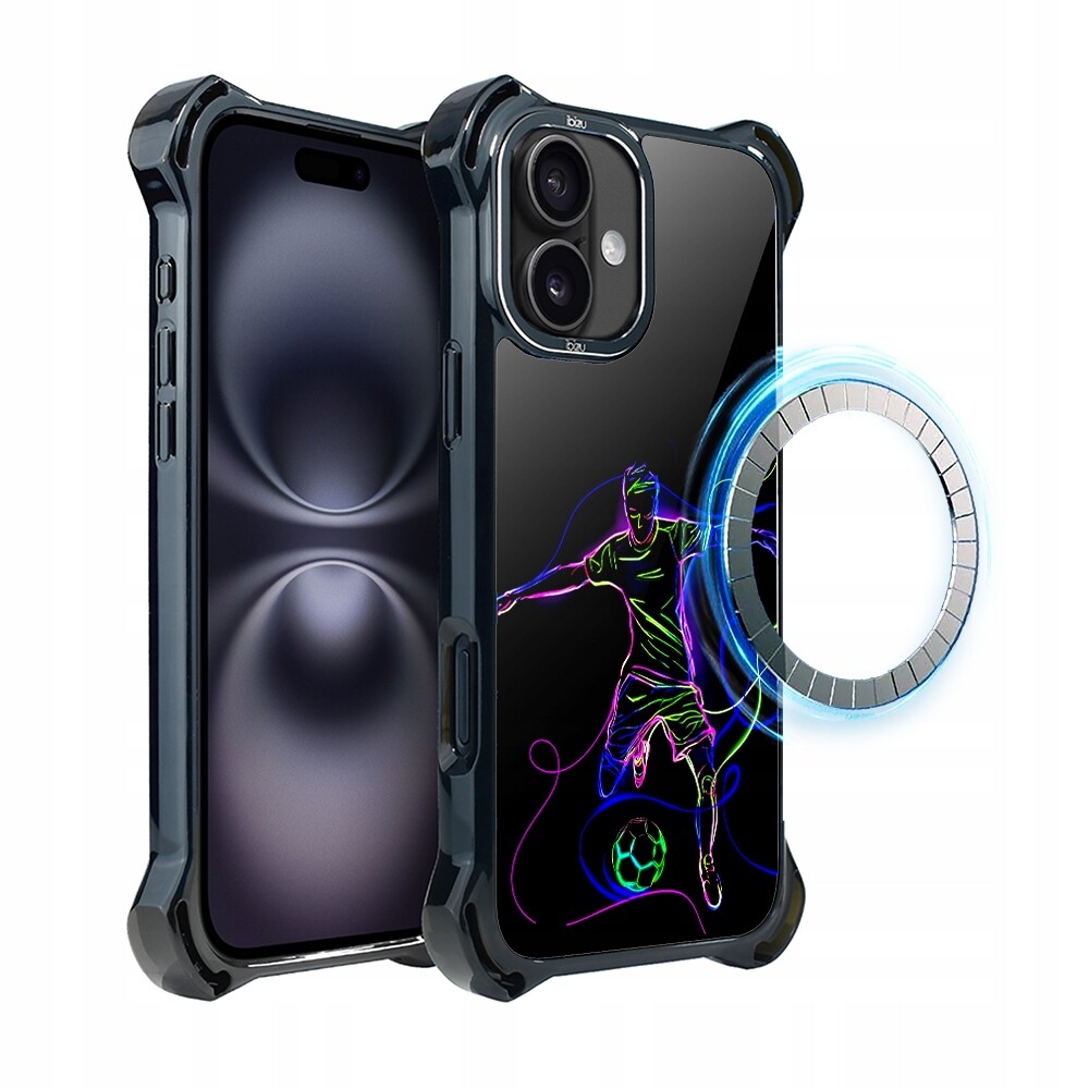 Pouzdro Ibizu DropGuard Ultra pro iPhone 16 Plus s MagSafe, síla fotbalu