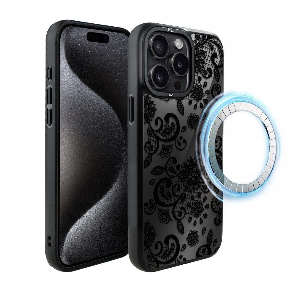 Pouzdro pro iPhone 15 Pro Ibizu DropGuard Matt s MagSafe, krajková černá barva