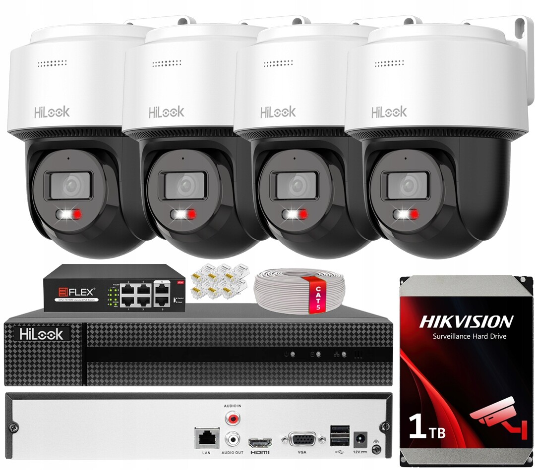 Ip monitorování HiLook by Hikvision 4 Otočné kamery 6MPx Externí PoE