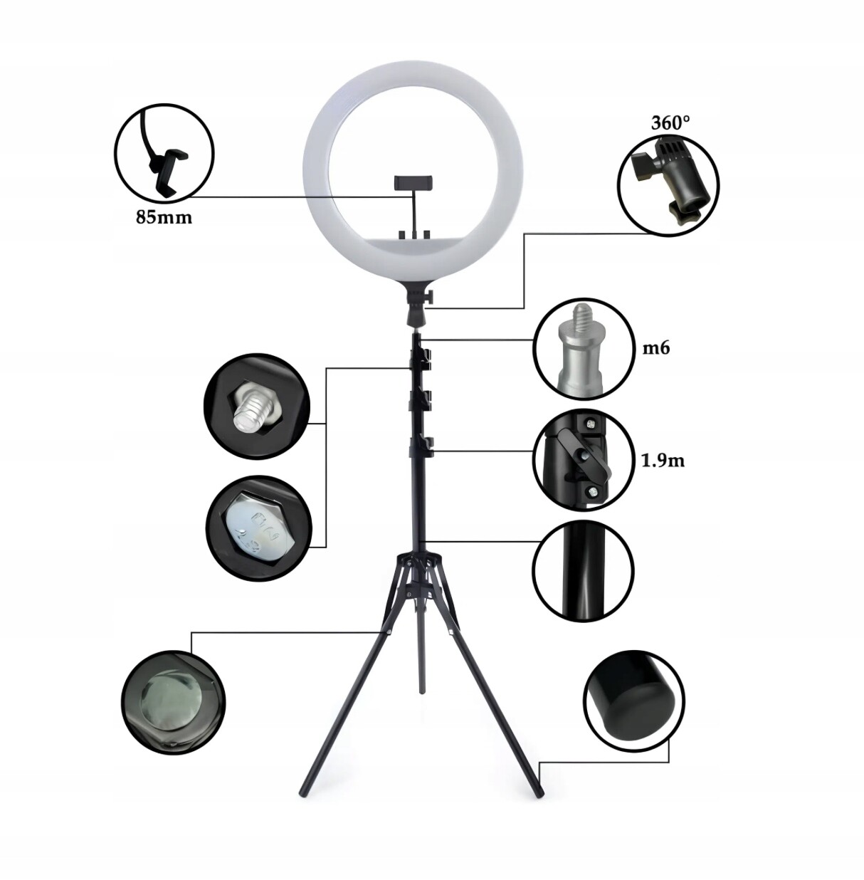 kruhová lampa Led pro fotografování a natáčení videí se stativem Platinum