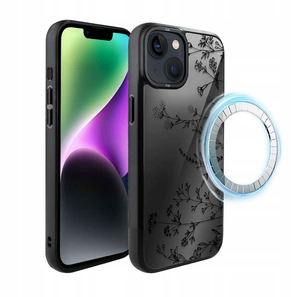 Pouzdro pro iPhone 14 Plus Ibizu DropGuard Matt s MagSafe a dotykem květin