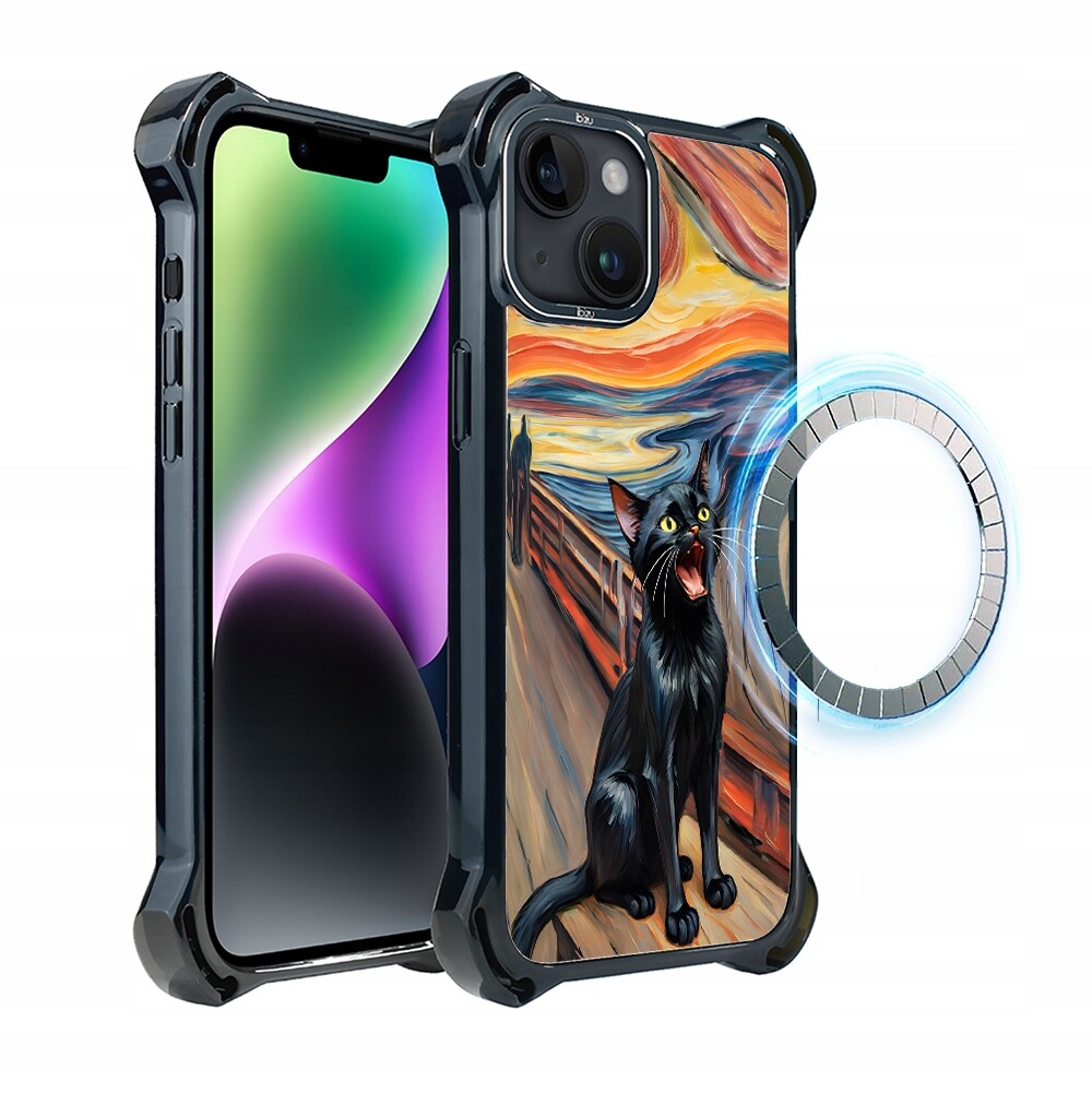 Pouzdro iPhone 14 Plus Ibizu DropGuard Ultra s MagSafe, křik kočky
